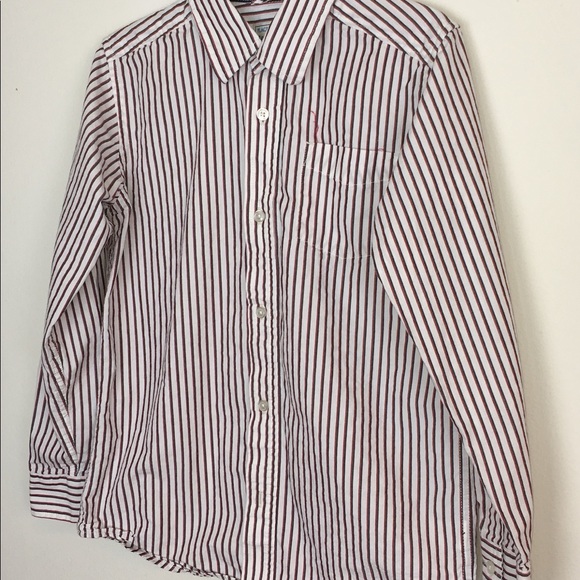 red black and white striped shirt